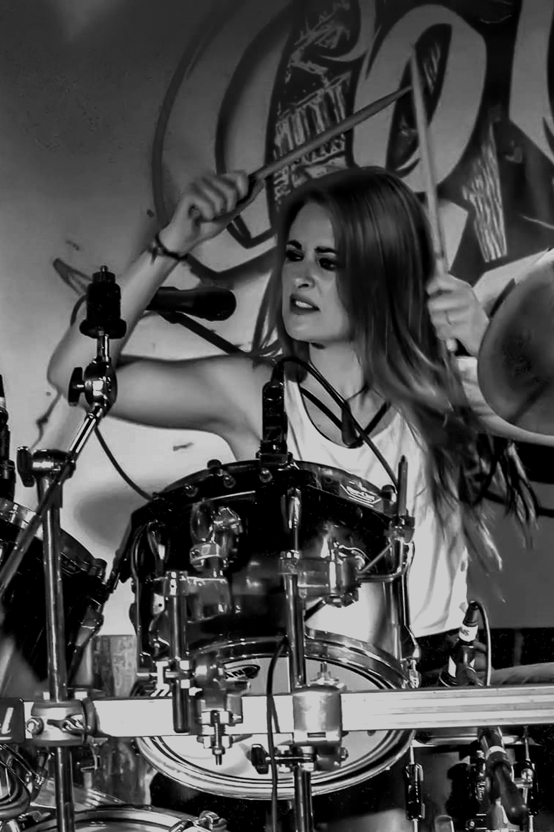 Emma drumming at The Venue, Westcliff on Sea
